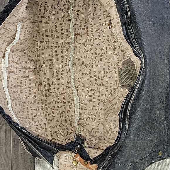 Bed Stu Waxed Canvas Leather Hawkeye Messenger Shoulder Bag - Picture 10 of 15